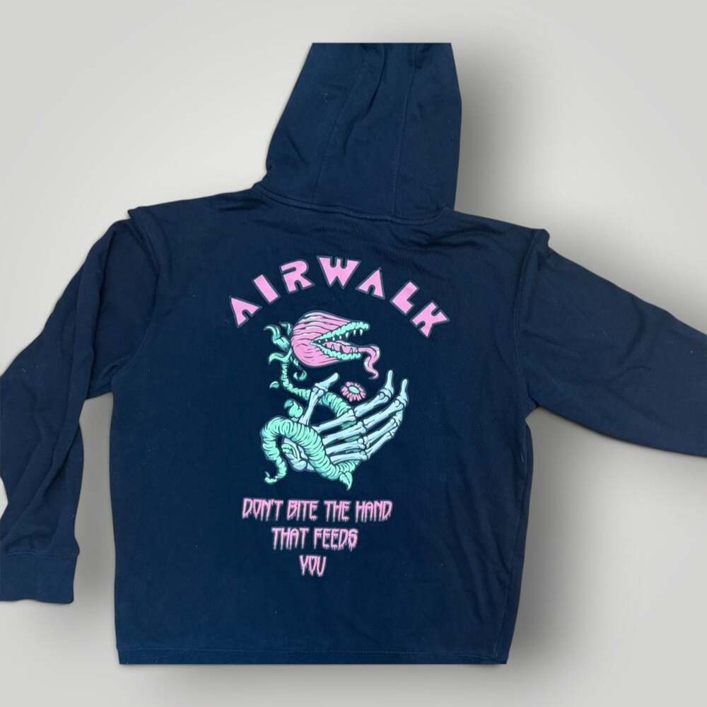 Airwalk Don't Bite The Hand That Feeds You Graphic Hoodie Blue